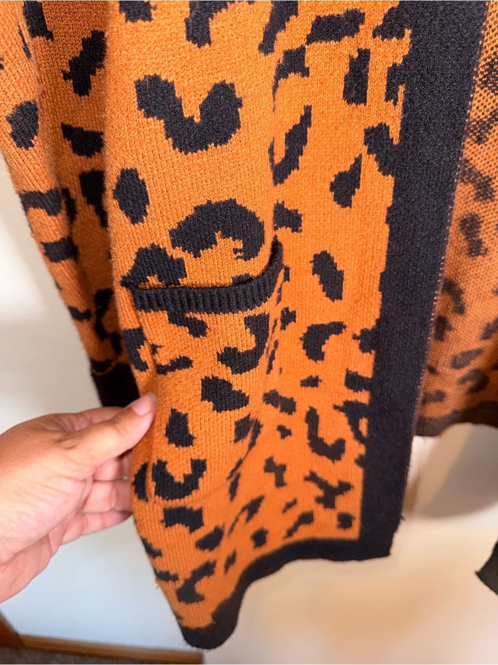 ARULA cheetah print long line open front plus size knit cardigan XL - Picture 3 of 5